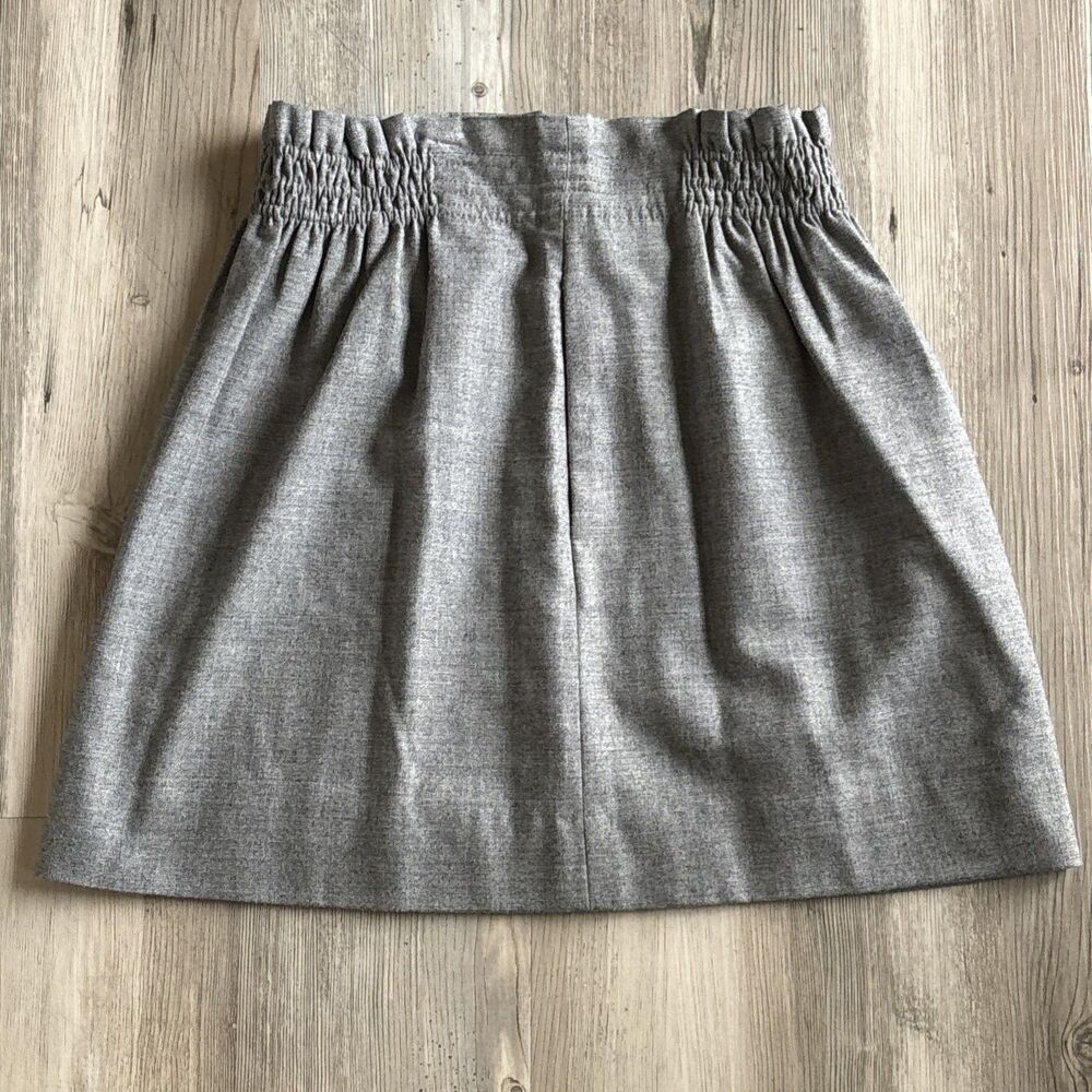 J. Crew Womens Wool Skirt Size 6 Gray Front Pockets Elastic Waist Skirt #463336